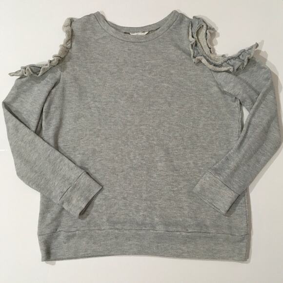 Caslon Ruffle Trim Cold Shoulder Sweatshirt - Gray - Small - Picture 6 of 16